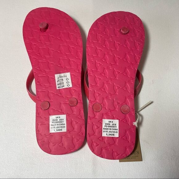 Joules flip flops fuschia polka dot rabbits NWT read description - Picture 2 of 6